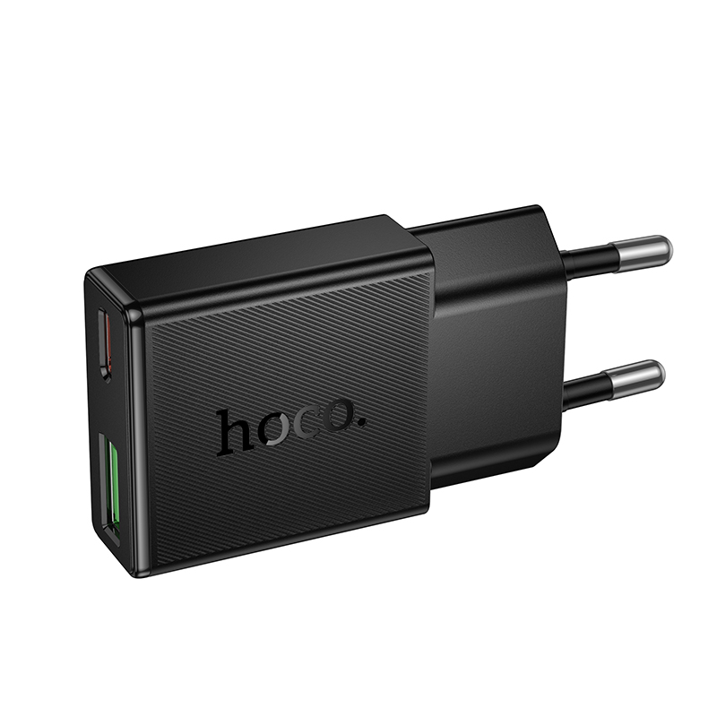 Сетевое зарядное устройство HOCO N73 Speed 1xUSB + 1xUSB-C, 3A, 20W, черный фото