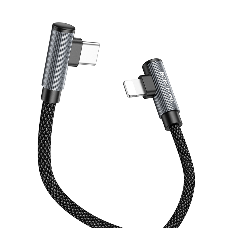 Кабель USB-C BOROFONE BU50 elbow Type-C - Lightning, 27W, 1 м, черный фото
