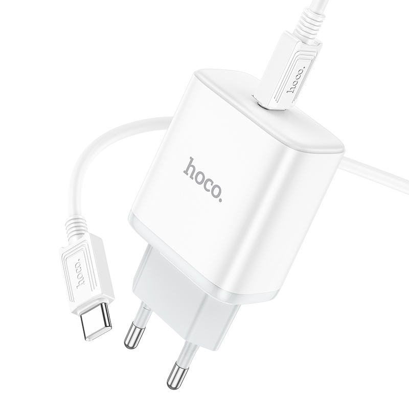 Сетевое зарядное устройство HOCO C104A Stage 1xUSB-C с Кабелем Type-C - Type-C, 20W, белый фото