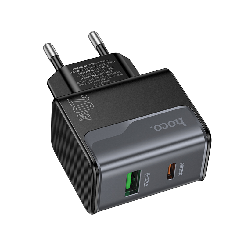 Сетевое зарядное устройство HOCO CS71A Star 1xUSB + 1xUSB-C, 3A, 20W, черный фото