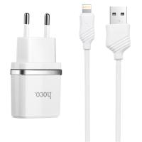 Сетевое зарядное устройство HOCO C11 Smart 1xUSB с Кабелем USB - Lightning, 1A, 5W, белый фото