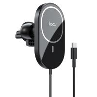 Автомобильный держатель HOCO CA90 Powerful magnetic, магнитный с беспроводной зарядкой, 15W, на воздуховод, черный фото