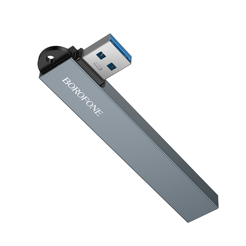 Переходник/Адаптер BOROFONE FH1 4 в 1 USB (m) - 1xUSB3.0 (f) + 3xUSB2.0 (f), серый металлик фото