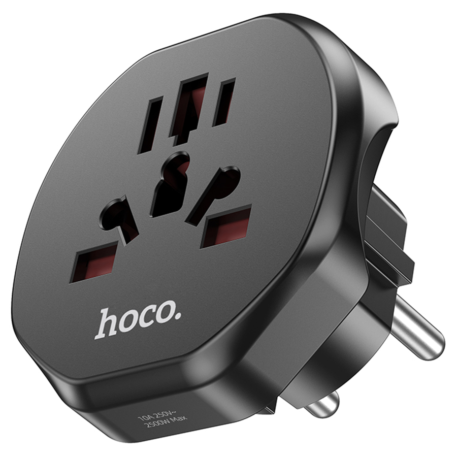 Сетевое зарядное устройство HOCO AC6 Unimpeded universal conversion с - конвертор, 10A, черный фото