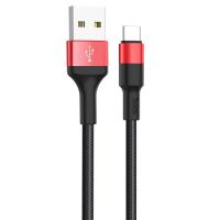 Кабель USB HOCO X26 Xpress USB - Type-C, 2А, 1 м, черный+красный фото