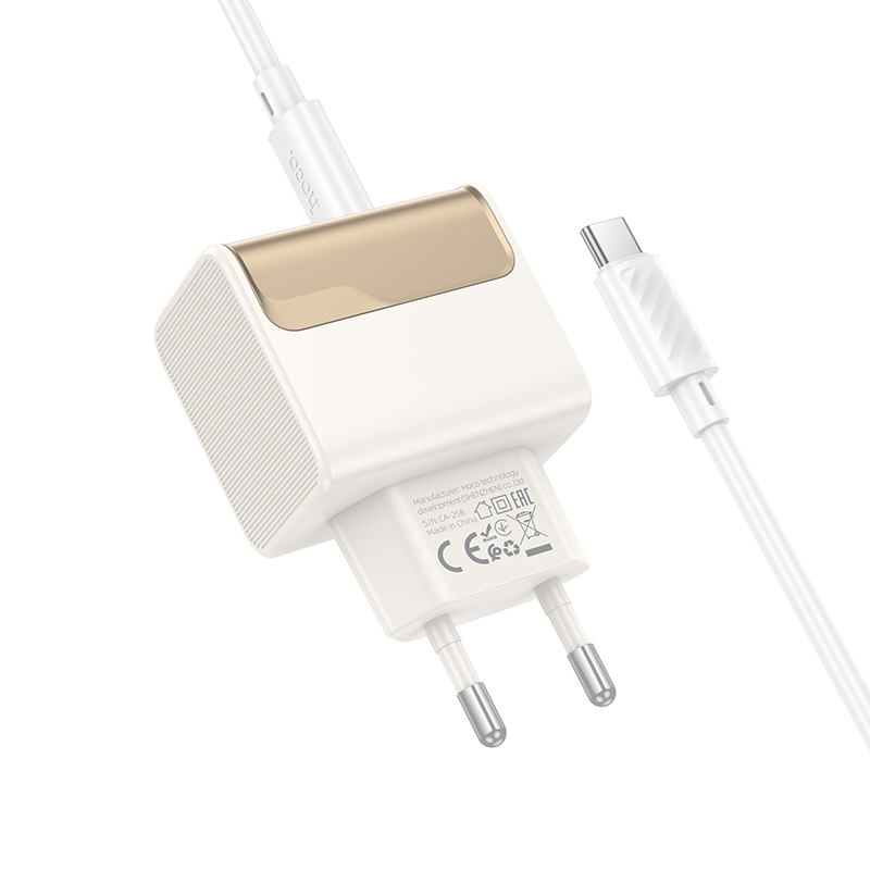Сетевое зарядное устройство HOCO CS73A Star 1xUSB + 1xUSB-C с Кабелем Type-C - Type-C, 3A, 30W, белый фото