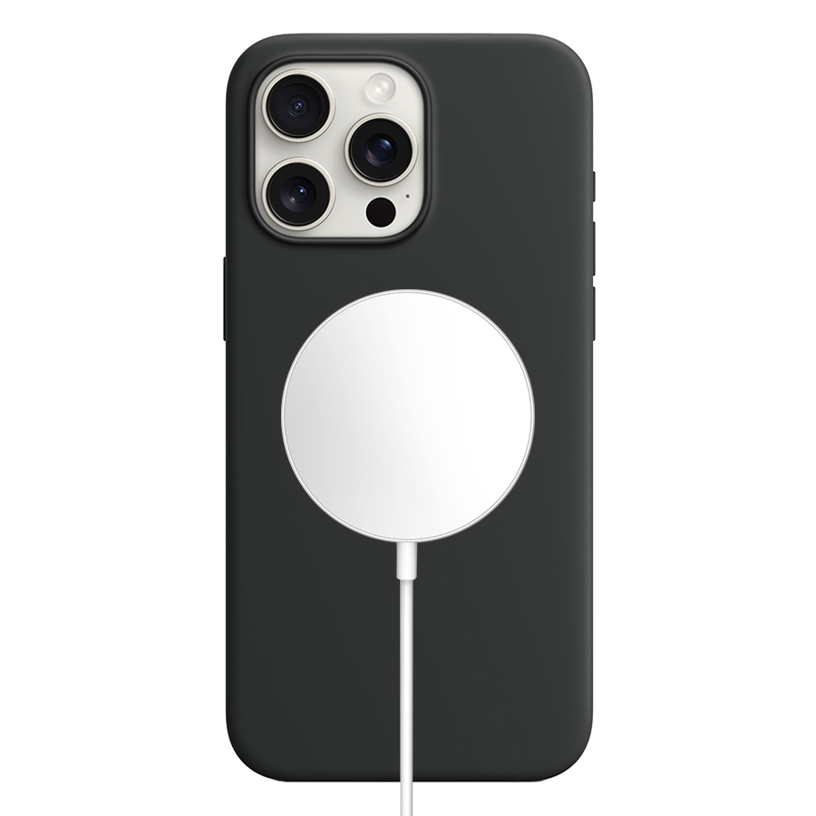 Чехол Silicone Case with MagSafe и Анимация цвета для iPhone 15 Pro Max 6.7", черный (1) фото