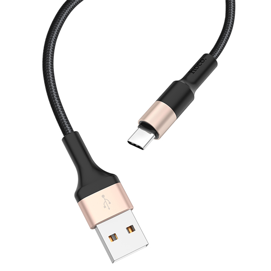 Кабель USB HOCO X26 Xpress USB - Type-C, 2А, 1 м, черный+золотой фото