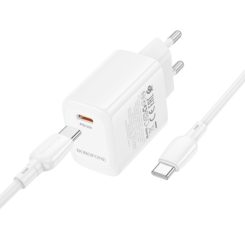 Сетевое зарядное устройство BOROFONE BN28 Fuente 1xUSB-C с Кабелем Type-C - Type-C, 30W, белый фото