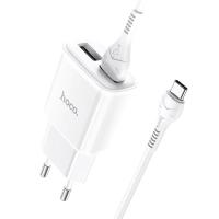 Сетевое зарядное устройство HOCO C88A Star 2xUSB с Кабелем USB - Type-C, 2.4A, 10.8W, белый фото