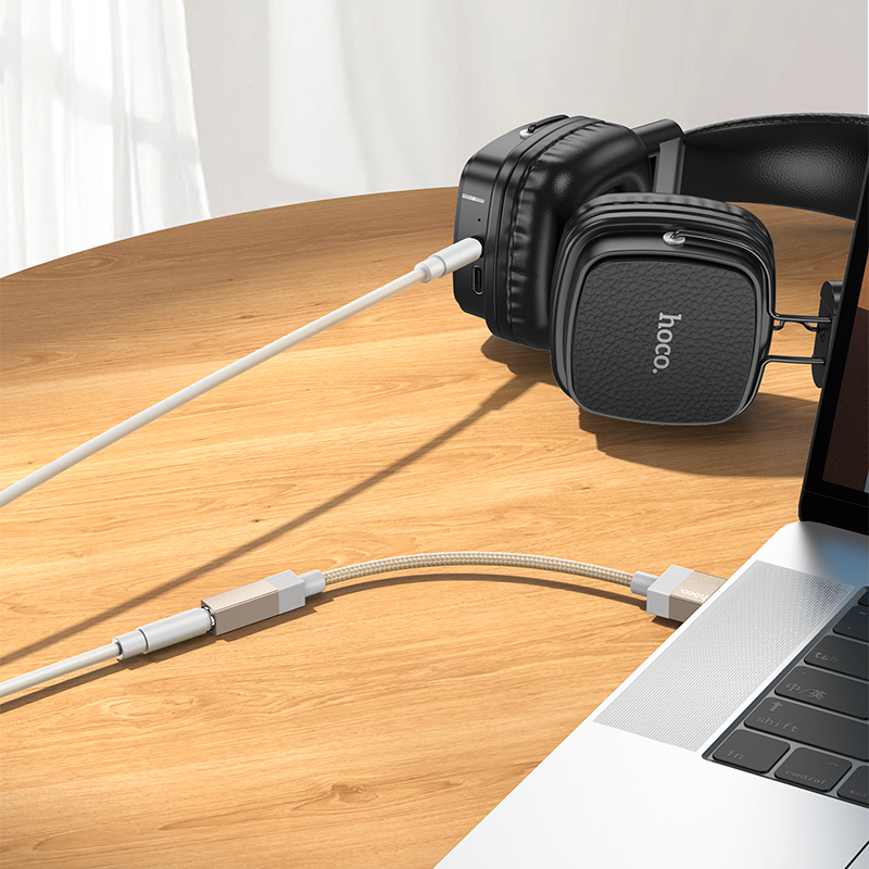 Переходник/Адаптер HOCO UPA32D Clever USB (m) - Jack 3,5 (f), 15 см, золотой фото