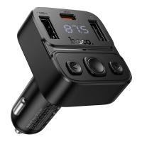 Автомобильное зарядное устройство с FM-Трансмиттер HOCO E87 Delta, 2xUSB + 1xUSB-C, 3A, 35W, черный фото