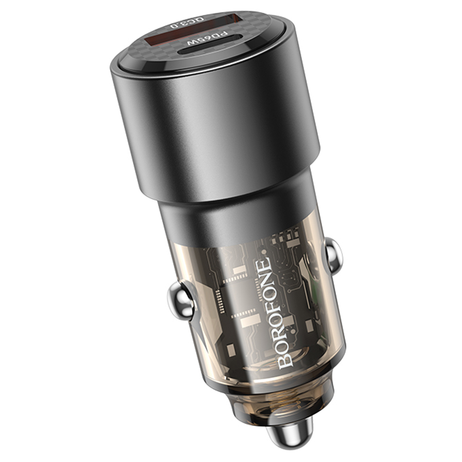 Автомобильное зарядное устройство BOROFONE BZ20A Smart, 1xUSB + 1xUSB-C, 83W, черный фото
