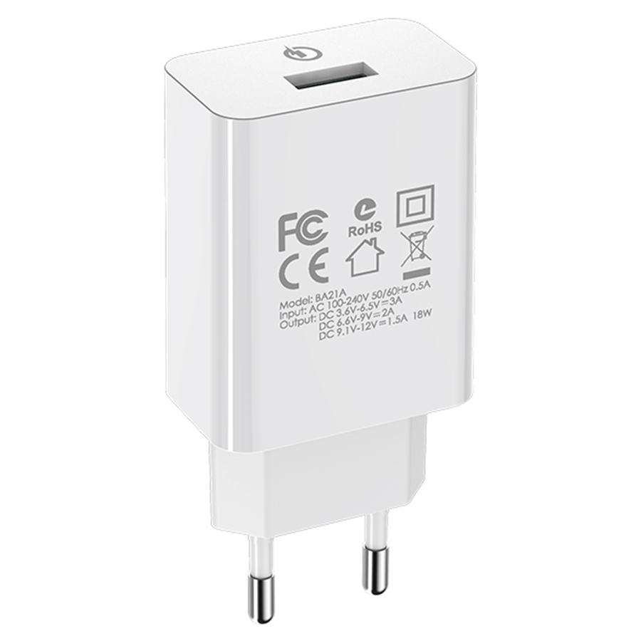 Сетевое зарядное устройство BOROFONE BA21A Long journey 1xUSB, 3A, 18W, белый фото