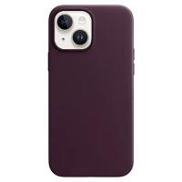 Чехол Leather Case MagSafe для iPhone 14 6.1", темная вишня Dark Cherry (6) фото