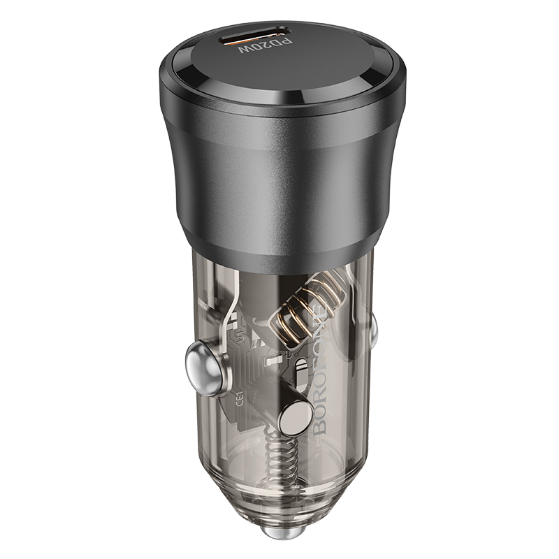 Автомобильное зарядное устройство BOROFONE BZ24 Clever, 1xUSB-C, 20W, прозрачный черный фото