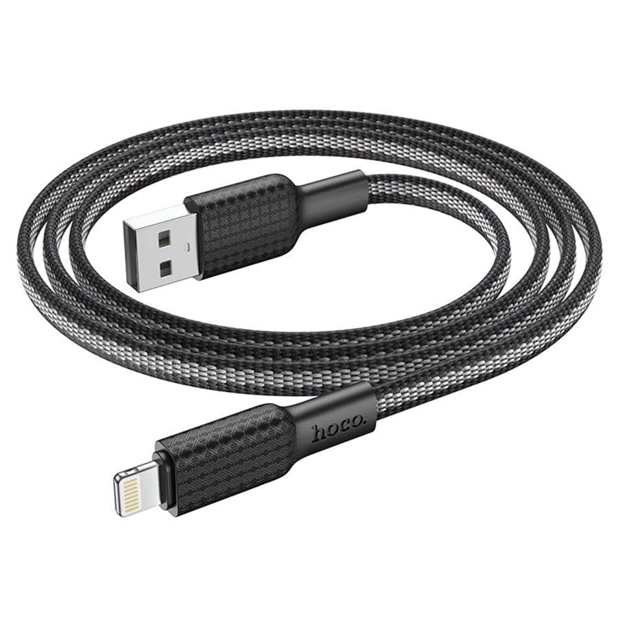 Кабель USB HOCO X69 Jaeger USB - Lightning, 2.4А, 1 м, черный+белый фото