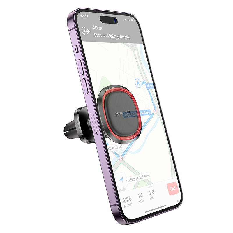 Автомобильный держатель BOROFONE BH124 Roman, магнитный, на воздуховод, черный+красный фото