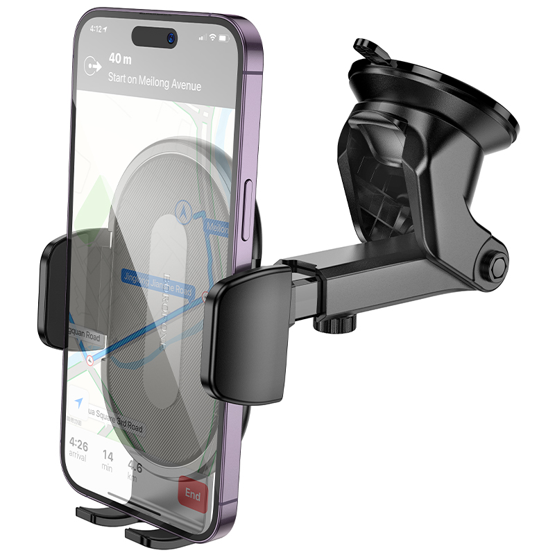 Автомобильный держатель BOROFONE BH134 Rio, зажимной, на приборную панель, черный фото