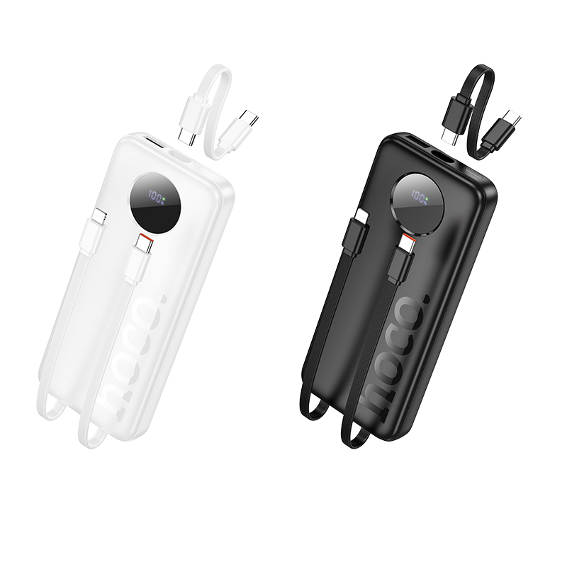 Портативный аккумулятор HOCO J132 Sabio, встроенный кабель Lightning + Type-C, 22.5W, 10000 мА⋅ч, черный фото