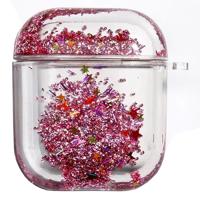 Чехол пластиковый Kingxbar со шнурком для Airpods 2, прозрачный, фиолетовые блестки (31) фото