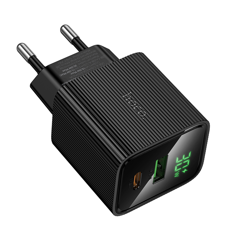 Сетевое зарядное устройство HOCO CS84A Excellent 1xUSB + 1xUSB-C, 3A, 30W, черный фото