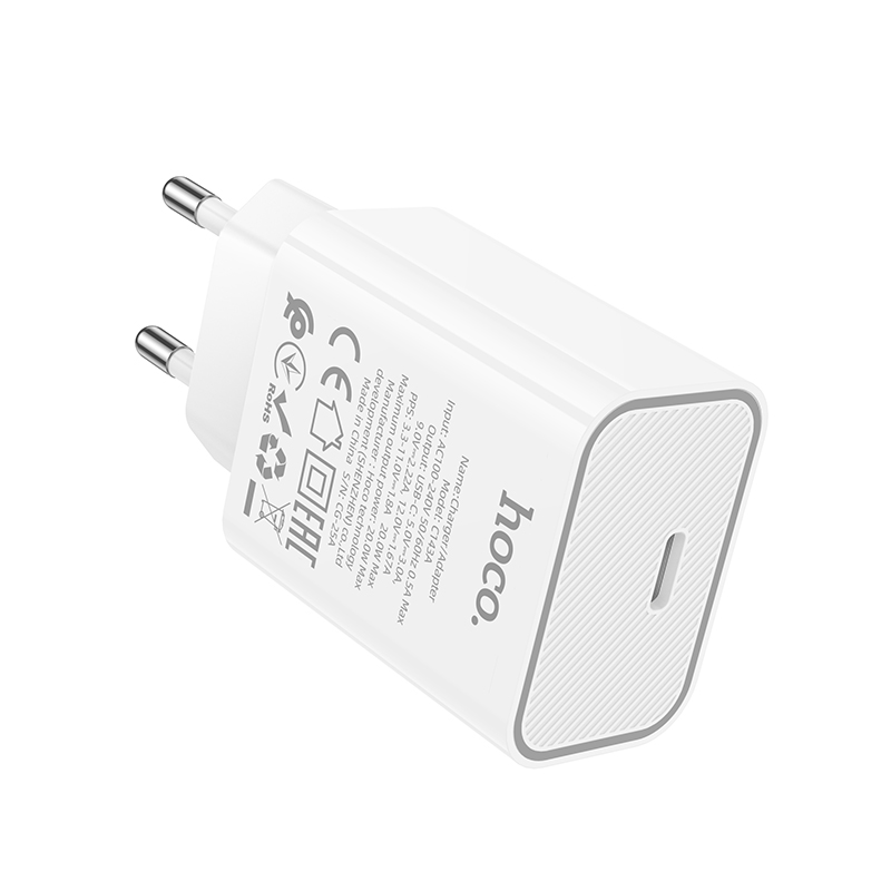 Сетевое зарядное устройство HOCO C143A Benefit 1xUSB-C, 20W, белый фото