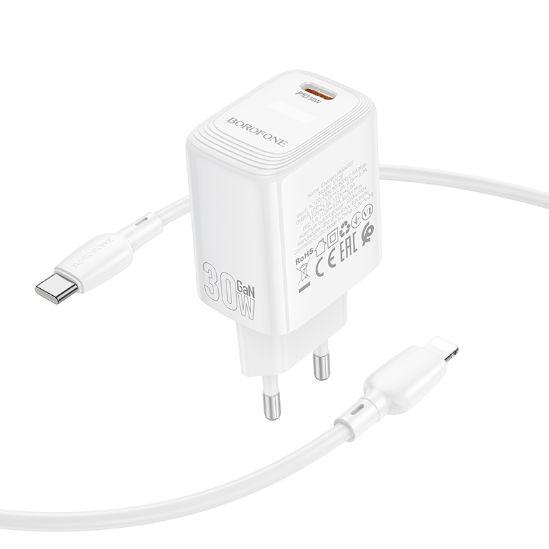 Сетевое зарядное устройство BOROFONE BN28 Fuente 1xUSB-C с Кабелем Type-C - Lightning, 30W, белый фото