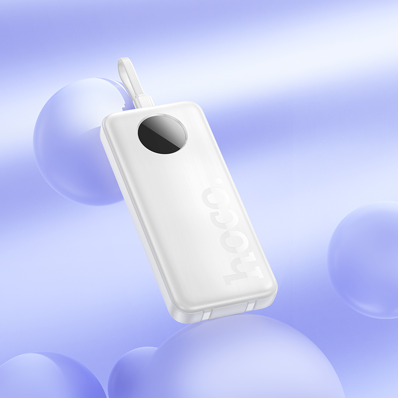 Портативный аккумулятор HOCO J132 Sabio, встроенный кабель Lightning + Type-C, 22.5W, 10000 мА⋅ч, белый фото