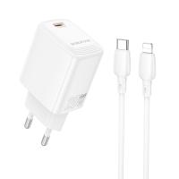 Сетевое зарядное устройство BOROFONE BN26 Fuente 1xUSB-C с Кабелем Type-C - Lightning, 20W, белый фото