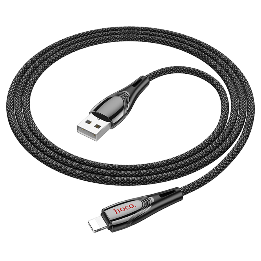 Кабель USB HOCO U133 Monte USB - Lightning, 2.4А, 1.2 м, черный фото