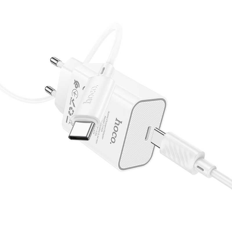 Сетевое зарядное устройство HOCO C143A Benefit 1xUSB-C с Кабелем Type-C - Type-C, 20W, белый фото