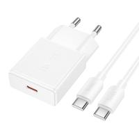 Сетевое зарядное устройство HOCO N72 Speed 1xUSB-C с Кабелем Type-C - Type-C, 20W, белый фото