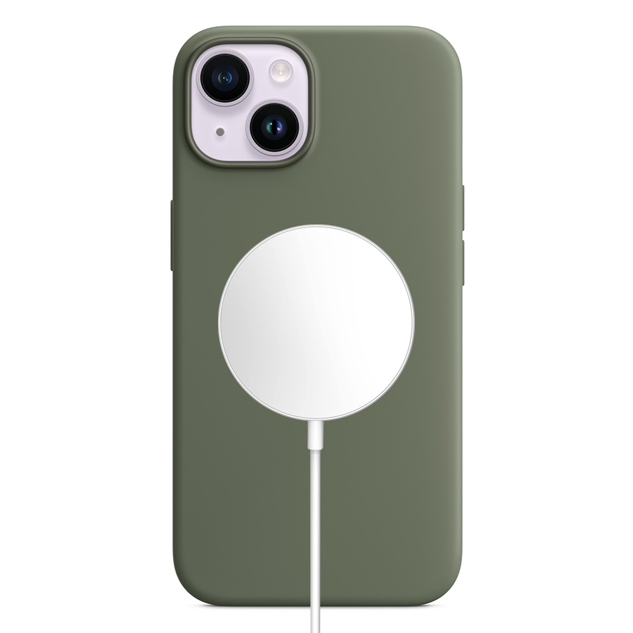 Чехол Silicone Case with MagSafe и Анимация цвета для iPhone 14 6.1", темно-зеленый (10) фото