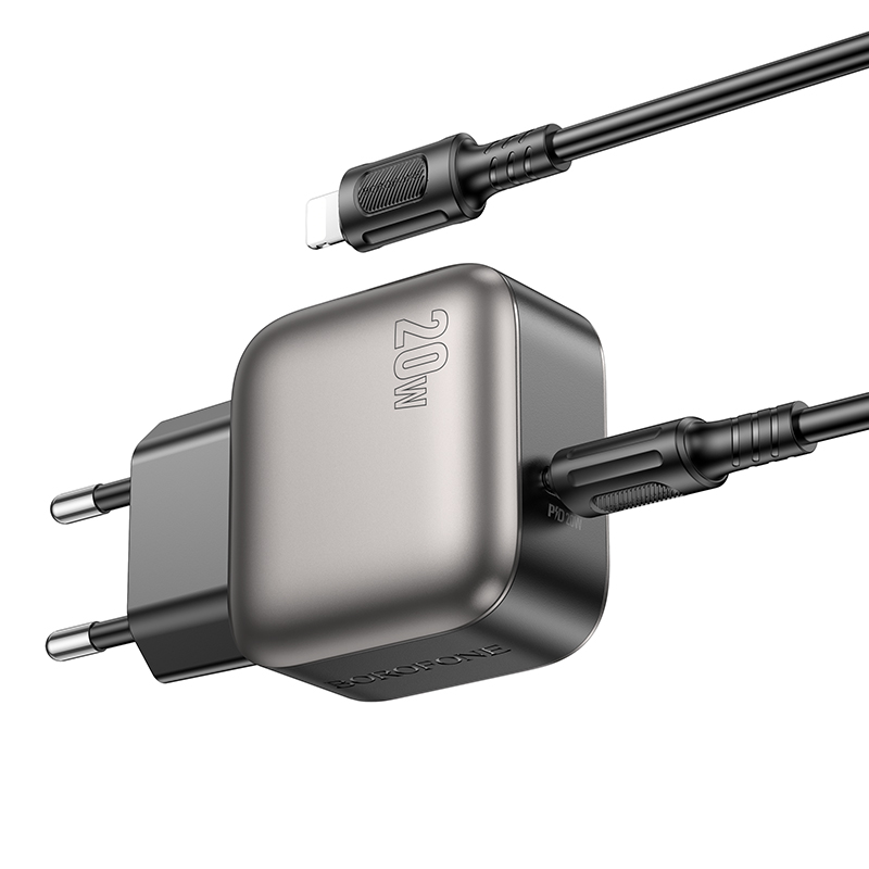 Сетевое зарядное устройство BOROFONE BAS53A Absolute 1xUSB-C с Кабелем Type-C - Lightning, 20W, черный фото