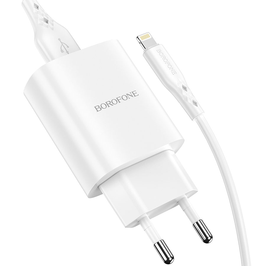 Сетевое зарядное устройство BOROFONE BN1 Innovative 1xUSB с Кабелем USB - Lightning, 2.1A, 5W, белый фото