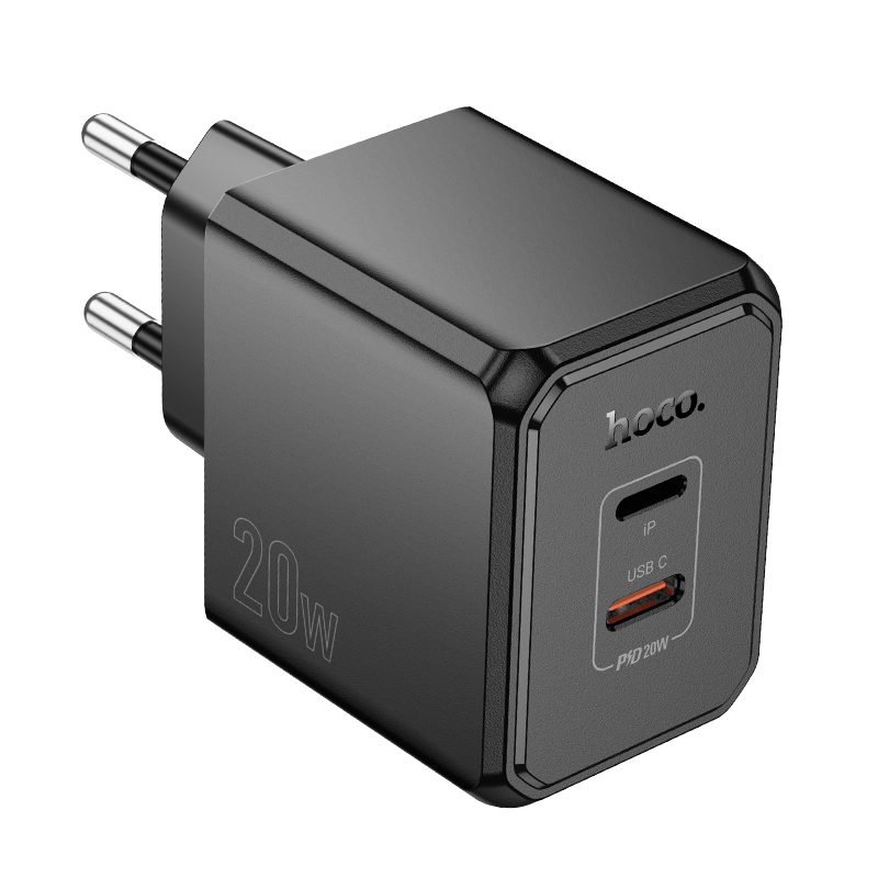 Сетевое зарядное устройство HOCO CS16A Wish 1xUSB-C + 1x Lightning, 20W, черный фото