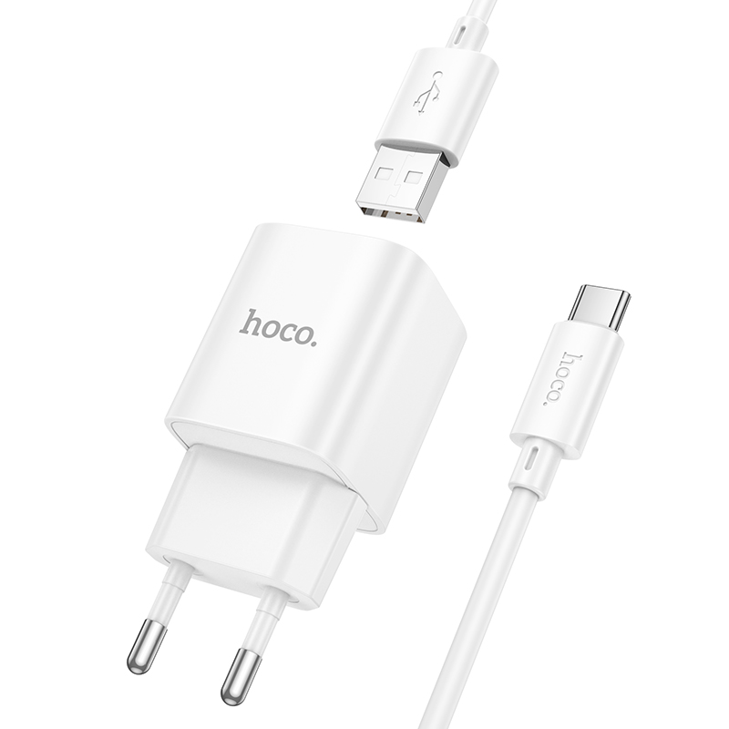 Сетевое зарядное устройство HOCO C145A Charm 1xUSB с Кабелем USB - Type-C, 18W, белый фото