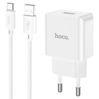 Сетевое зарядное устройство HOCO C106A 1xUSB с Кабелем USB - Type-C, 2.1A, 10.5W, белый фото