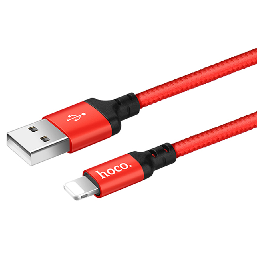 Кабель USB HOCO X14 Times speed USB - Lightning, 2А, 1 м, красный+черный фото