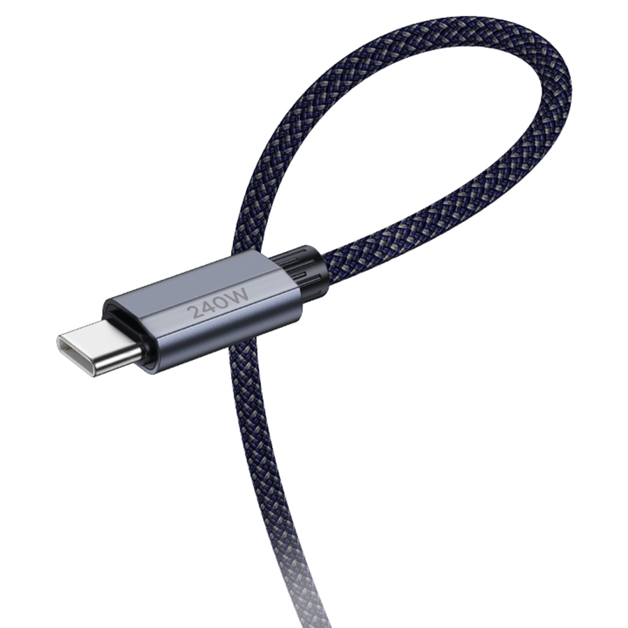 Кабель USB-C HOCO U134 Primero Type-C - Type-C, 5A, 240W, 1.8 м, темно-синий фото