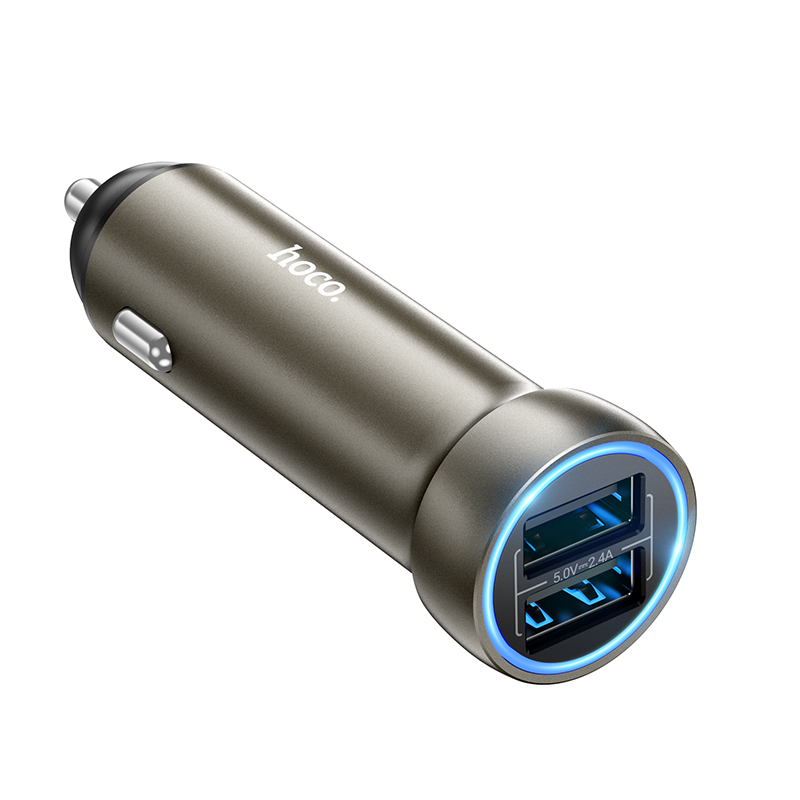 Автомобильное зарядное устройство HOCO Z54 Prosperous, 2xUSB, 3.1A, 15.5W, золотой фото