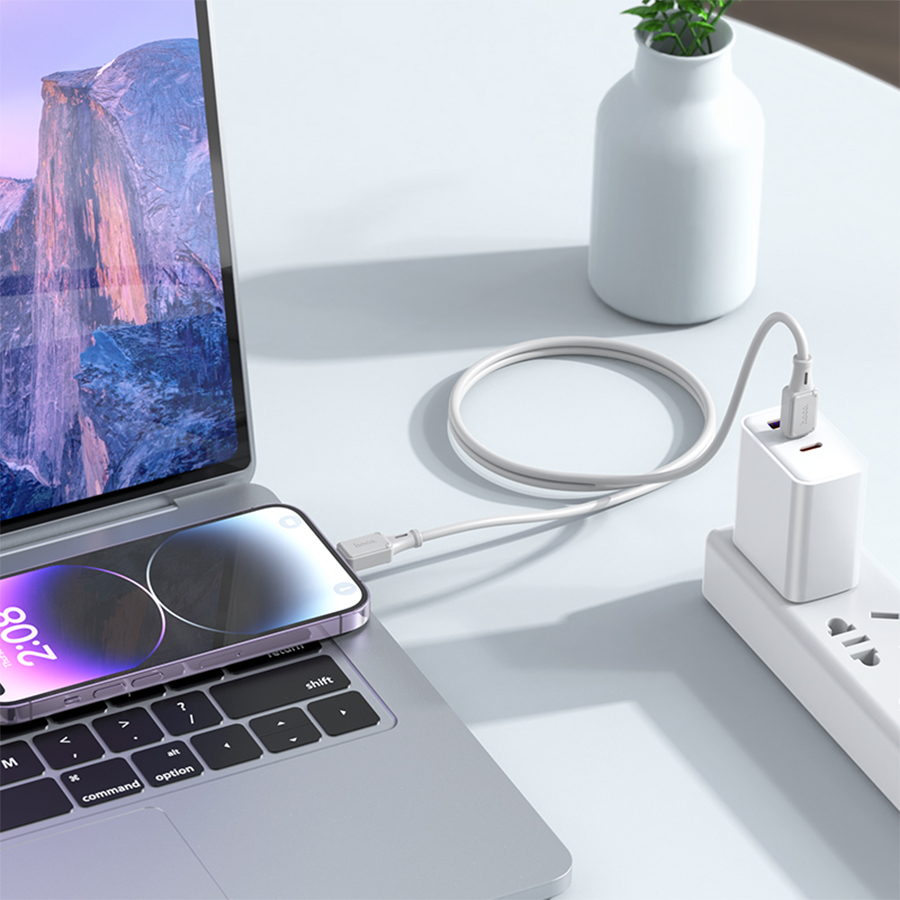 Кабель USB-C HOCO X101 Assistant Type-C - Lightning, 27W, 1 м, серый фото