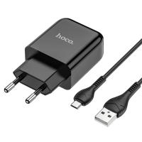 Сетевое зарядное устройство HOCO N2 Vigour single 1xUSB с Кабелем USB - Micro, 2A, 10W, черный фото