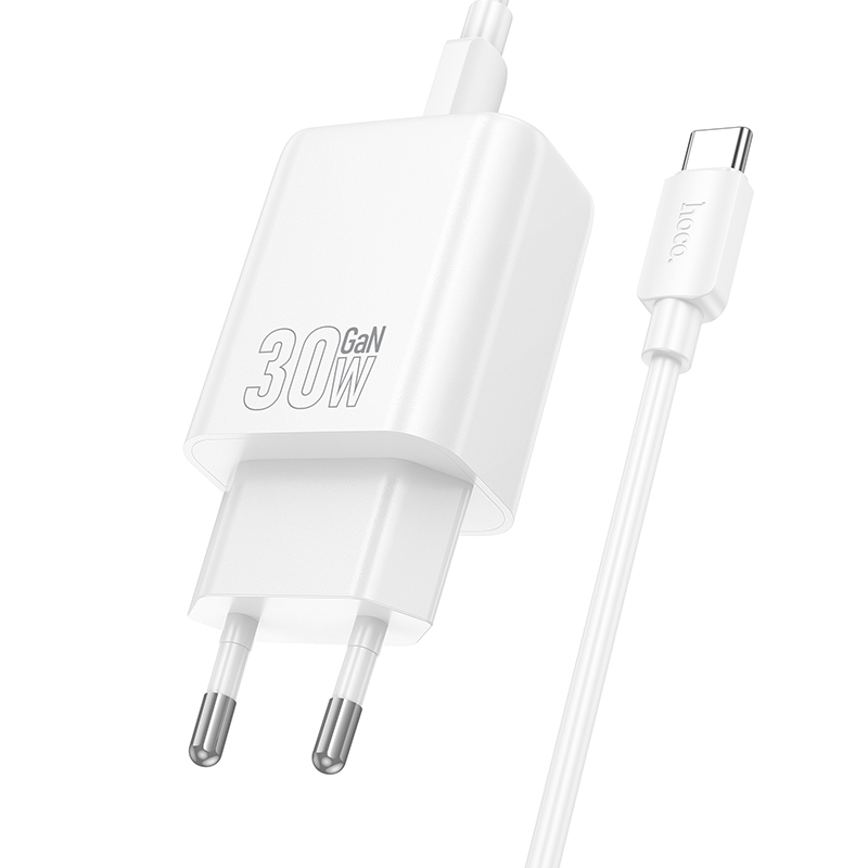 Сетевое зарядное устройство HOCO N62 Gentle 1xUSB-C с Кабелем Type-C - Type-C, 30W, белый фото