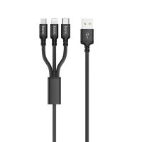Кабель USB HOCO X14 Times speed 3 в 1 USB - Type-C + Lightning + MicroUSB, 2А, 1 м, черный фото