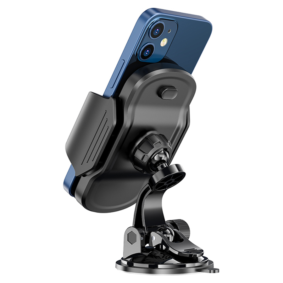 Автомобильный держатель HOCO CA82 Just fast, зажимной, на приборная панель/лобовое стекло, черный фото