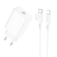 Сетевое зарядное устройство BOROFONE BA21A Prob Long journey 1xUSB-C с Кабелем Type-C - Lightning, 20W, белый фото