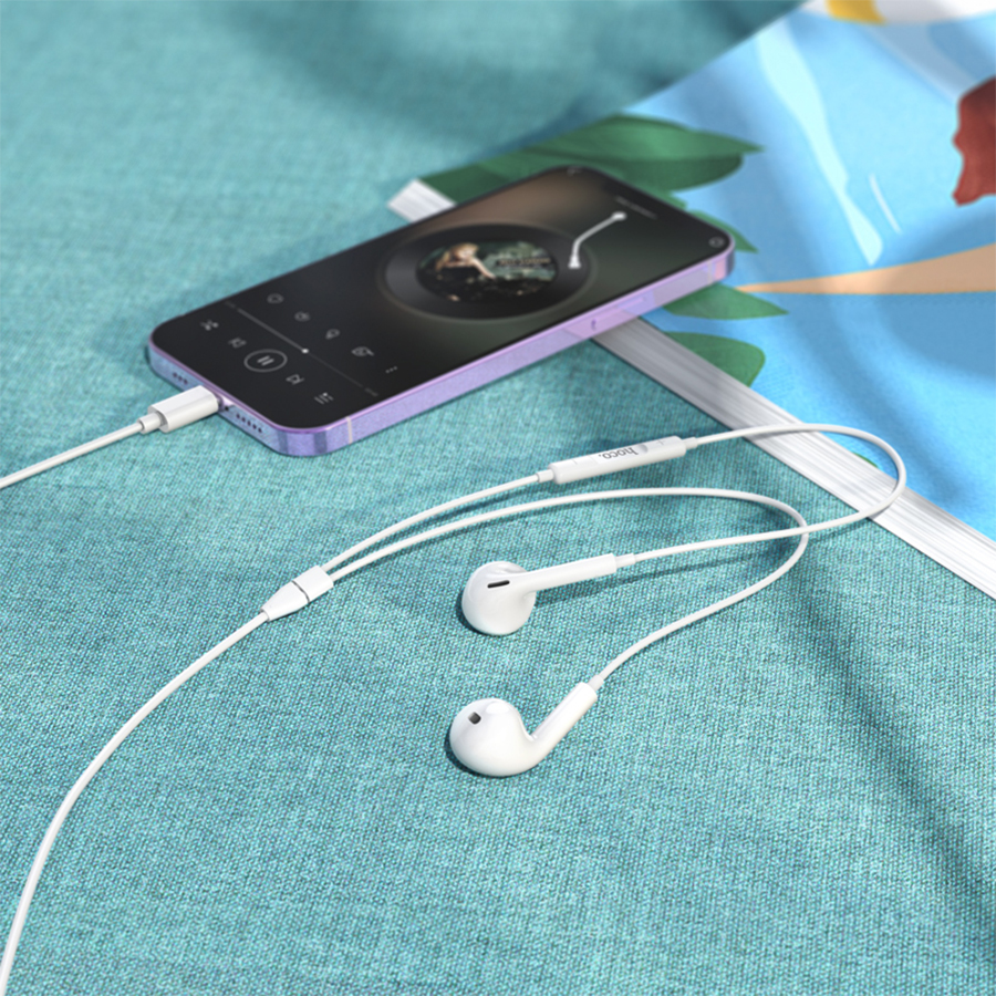 Проводные наушники HOCO M111 Max Primero, Lightning, 1.2 м, белый фото