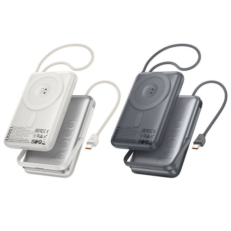 Портативный аккумулятор HOCO Q43 Clever, с беспроводной зарядкой, 20W, 10000 мА⋅ч, серый металлик фото